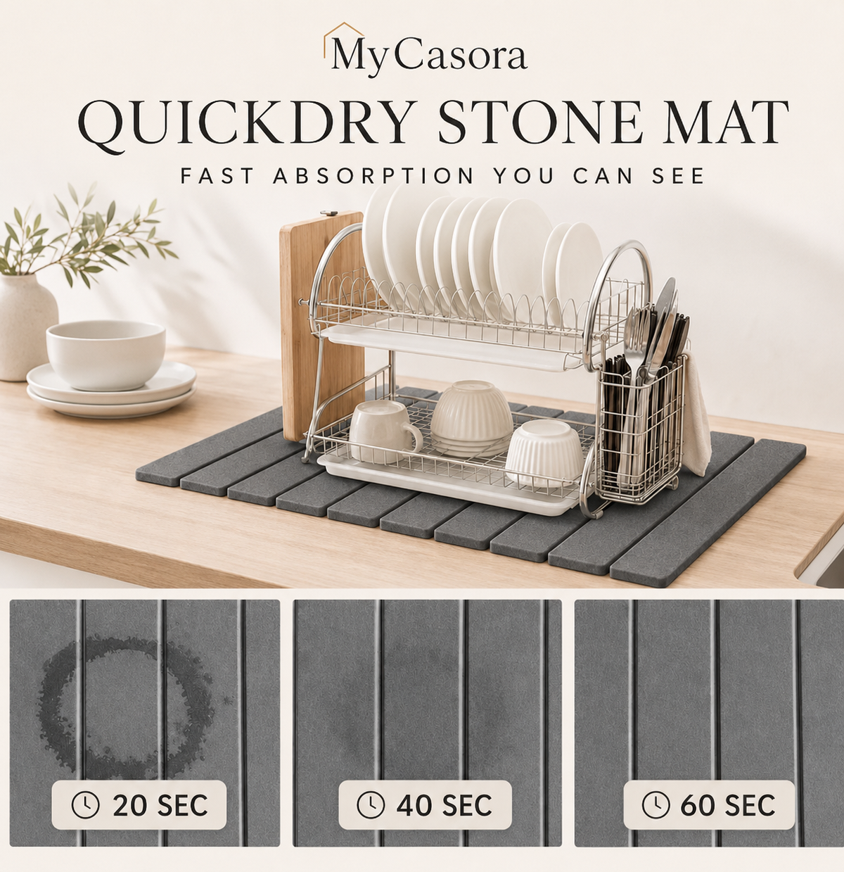 RapidDry Diatomite Kitchen Stone Mat